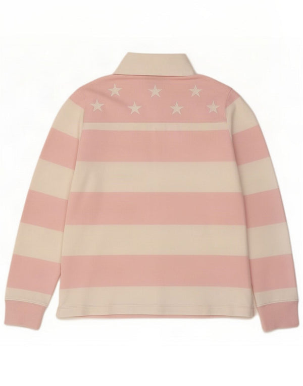 Gant Polo da rugby da donna a maniche lunghe UK 10 piccola in cotone a righe rosa