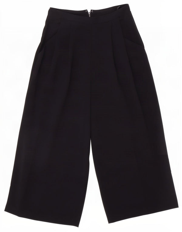 Topshop Pantaloni capri da donna a gamba larga UK 8 Small W26 L21 Poliestere nero