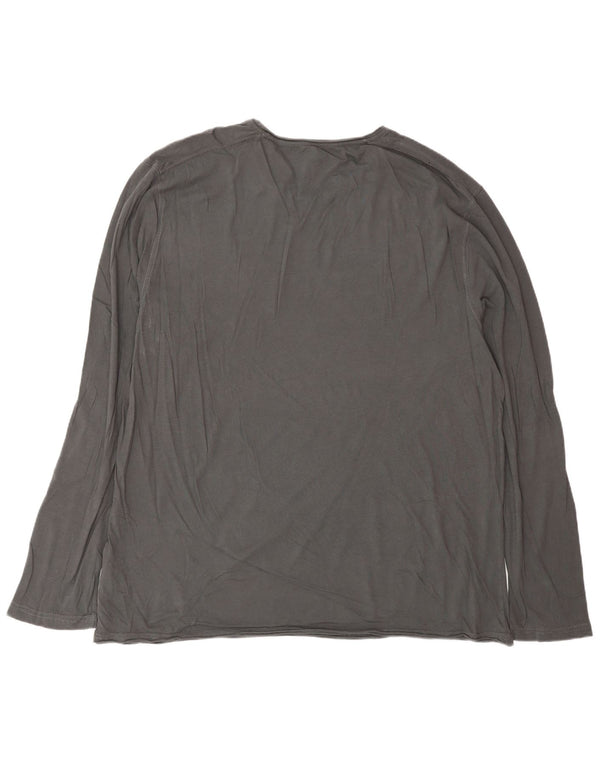 NAPAPIJRI Top con grafica geografica da uomo a maniche lunghe 3XL in cotone grigio