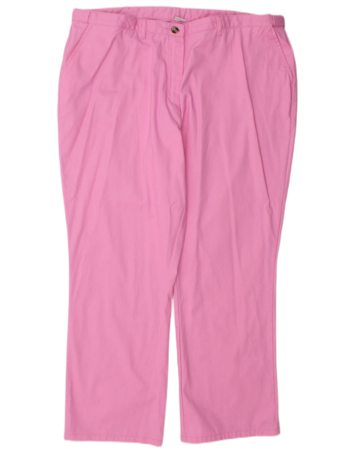 COTTON TRADERS Pantaloni chino dritti da donna UK 22 3XL W44 L29 Rosa