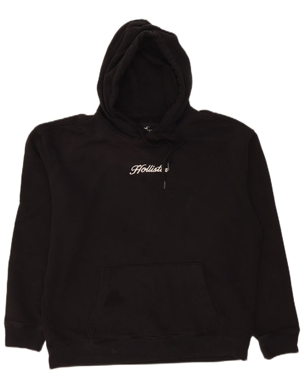 Felpa con cappuccio grafica da uomo Hollister Large in cotone nero
