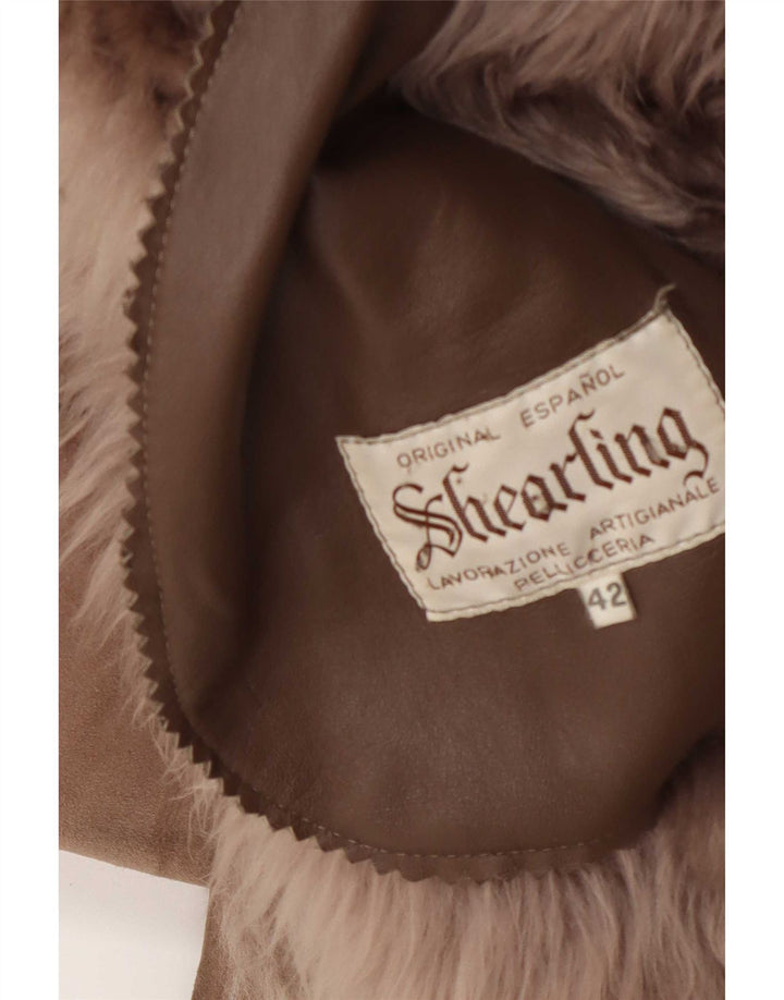 Cappotto in shearling vintage da donna IT 42 Marrone medio
