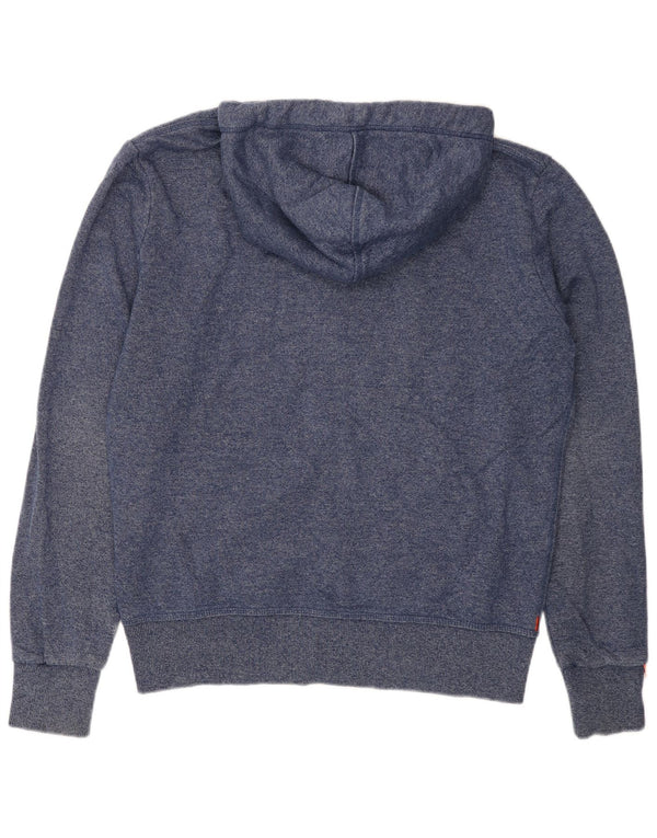 Maglione con cappuccio e zip da uomo SUPERDRY XL in cotone screziato blu navy