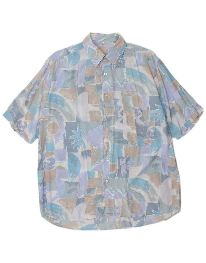 Camicia a maniche corte da uomo VINTAGE blu medio geometrico