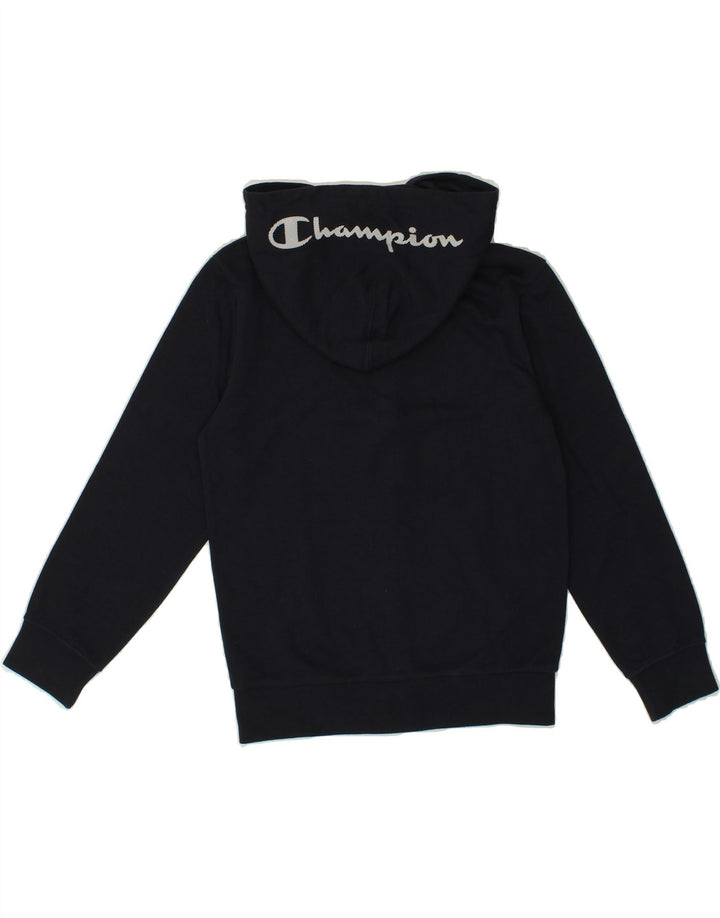 CHAMPION Boys Graphic Zip Hoodie Sweater 9-10 Years Medium Navy Blue Vintage Champion and Second-Hand Champion from Messina Hembry 