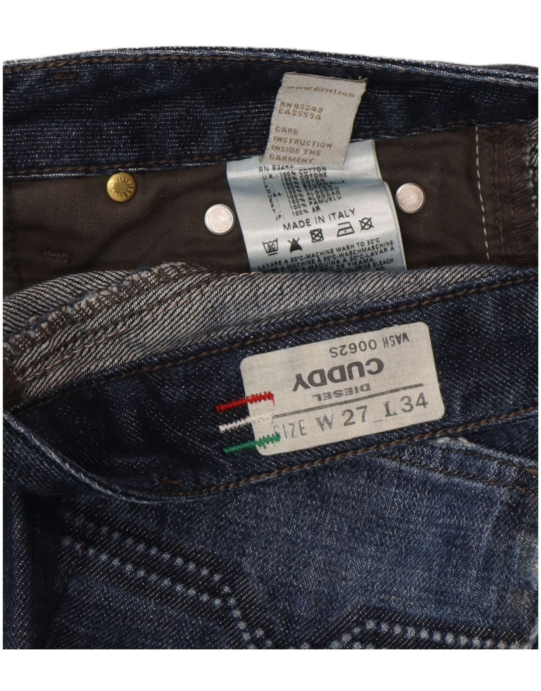 Jeans slim da donna Diesel Cuddy effetto invecchiato W27 L30 cotone blu