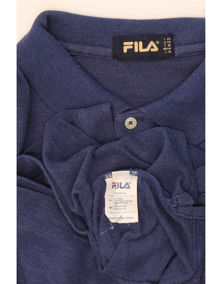 Polo Fila Uomo Manica Lunga IT 50 Blu Medio Cotone
