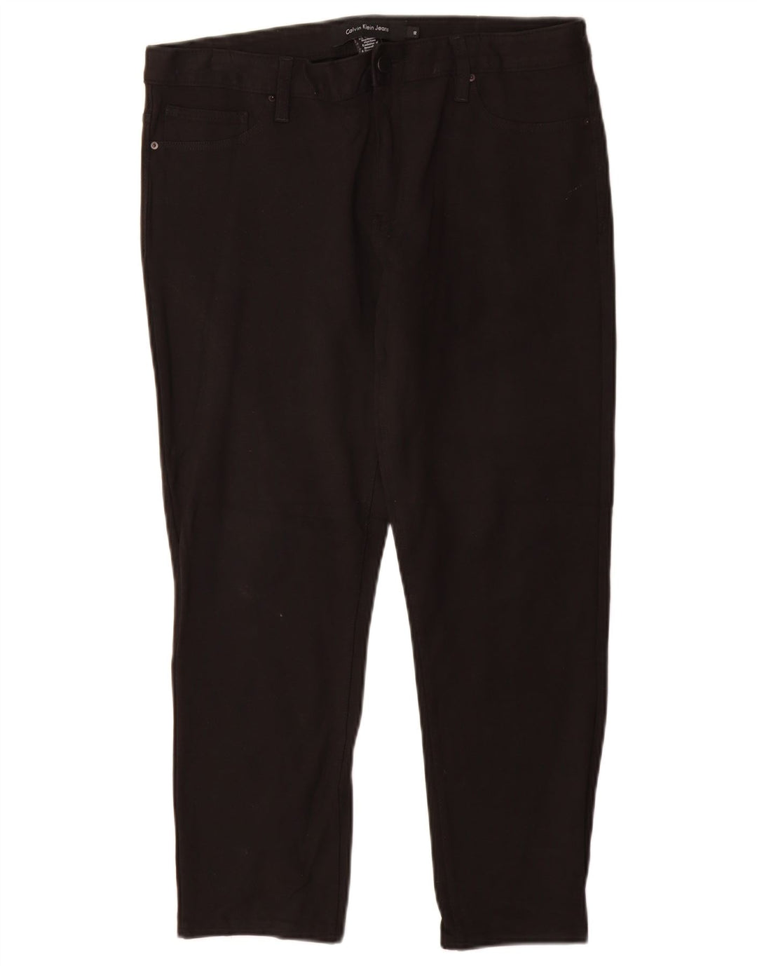 CALVIN KLEIN Pantaloni casual slim da donna US 12 Large W30 L26 Viscosa nera