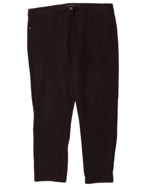 CALVIN KLEIN Pantaloni casual slim da donna US 12 Large W30 L26 Viscosa nera