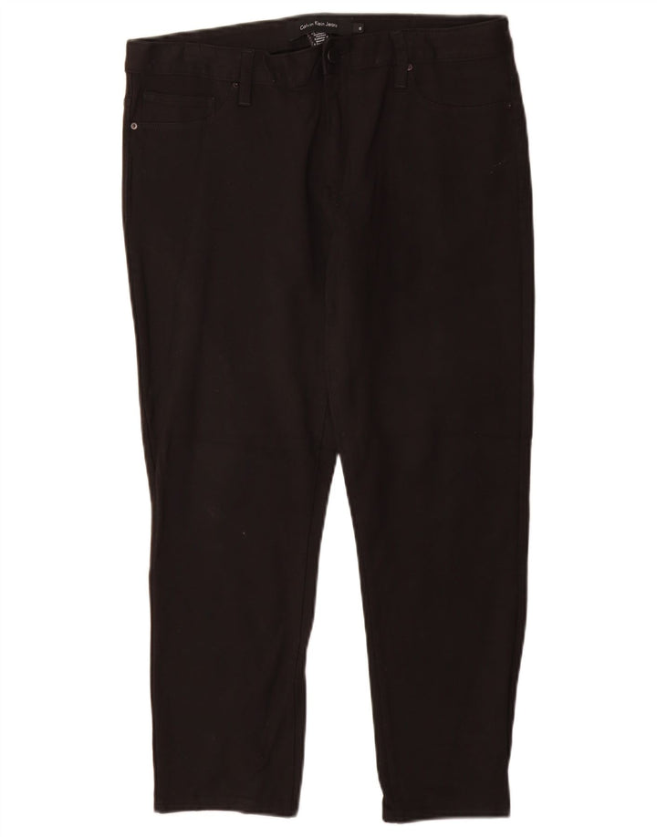 CALVIN KLEIN Pantaloni casual slim da donna US 12 Large W30 L26 Viscosa nera