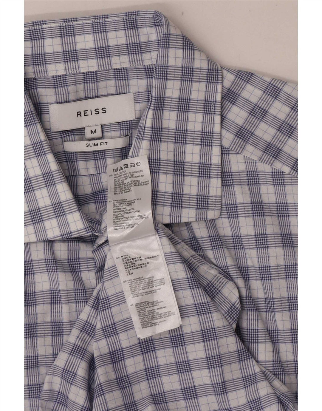 Camicia Reiss da uomo slim fit in cotone a quadri blu medio