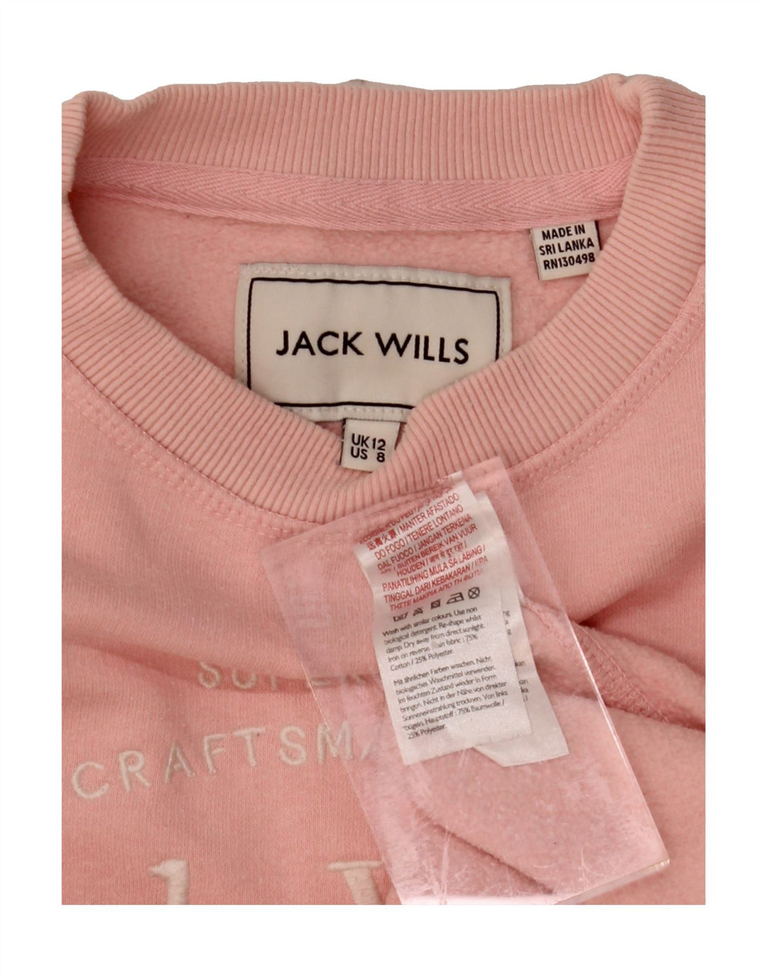 JACK WILLS Womens Oversized Graphic Sweatshirt Jumper UK 12 Medium  Pink Vintage Jack Wills and Second-Hand Jack Wills from Messina Hembry 