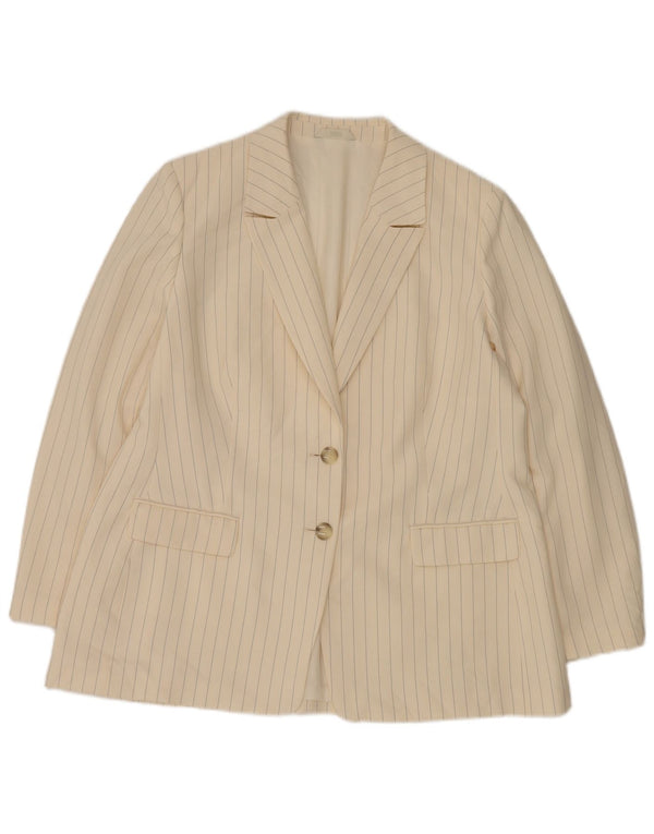 Giacca blazer a 2 bottoni Marks & Spencer da donna UK 20 2XL Gessato bianco