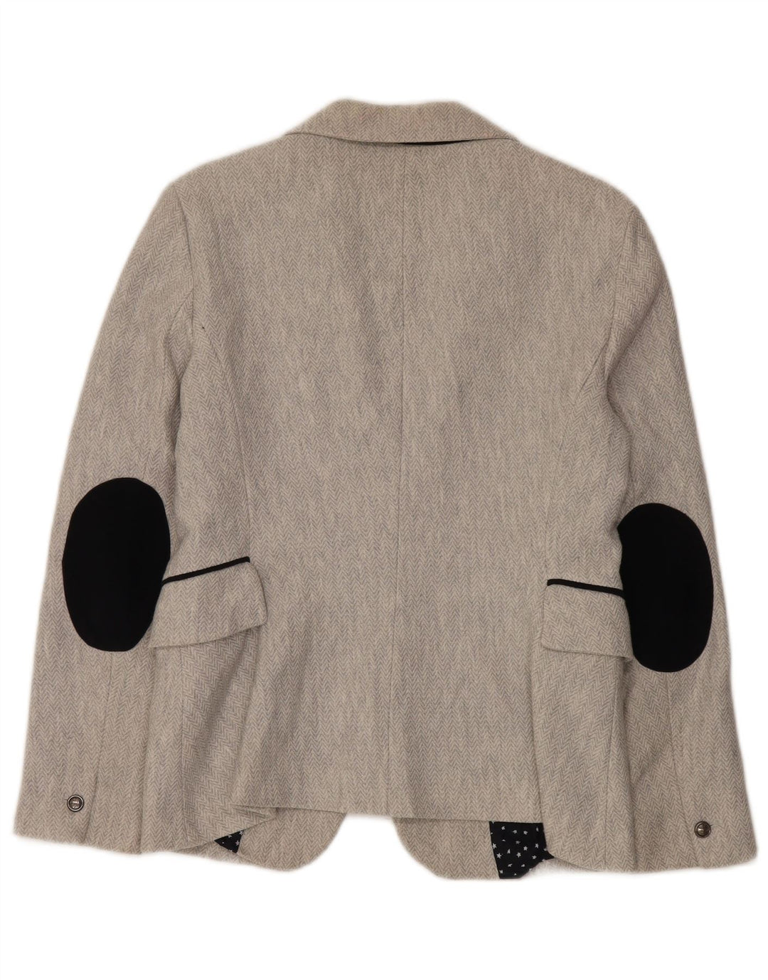 Giacca blazer a 1 bottone da donna Zara UK 16 grande spina di pesce grigia