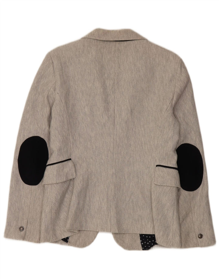 Giacca blazer a 1 bottone da donna Zara UK 16 grande spina di pesce grigia