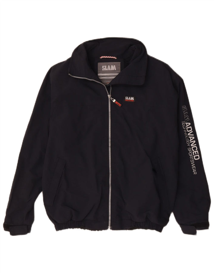 Giacca antipioggia grafica da ragazzo Slam 14-15 anni in nylon blu navy