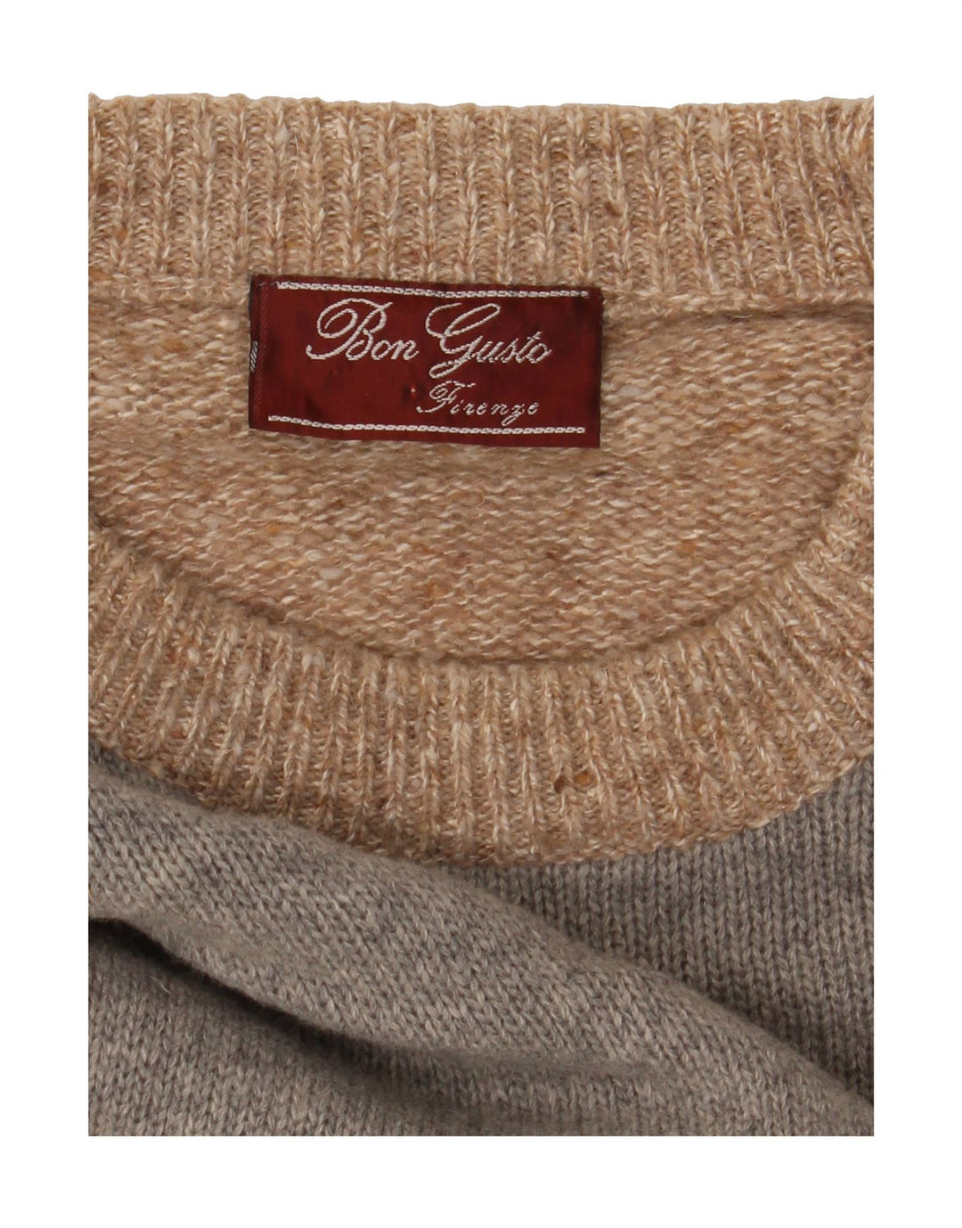 VINTAGE Mens Crew Neck Jumper Sweater Large Beige Colourblock Wool Vintage Vintage and Second-Hand Vintage from Messina Hembry 