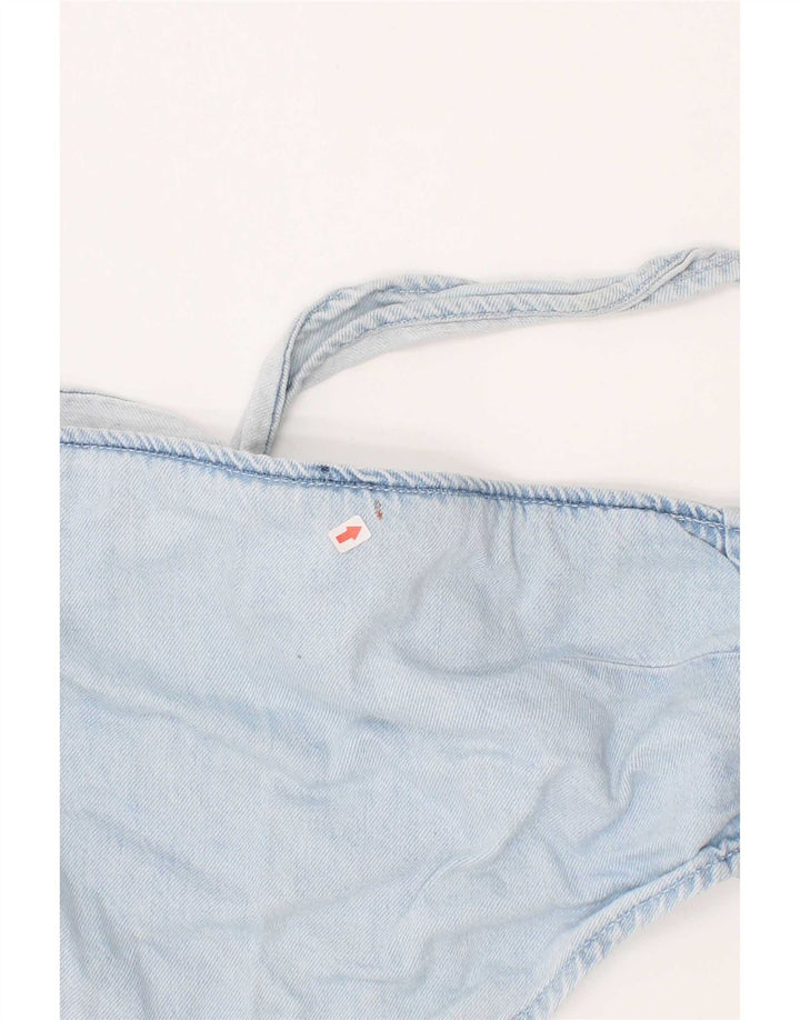 Top corto in denim da donna Zara, cotone blu medio