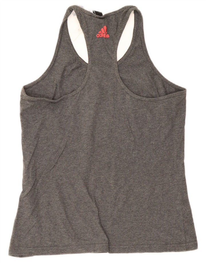 Canotta grafica da donna Adidas UK 12/14 Cotone grigio medio
