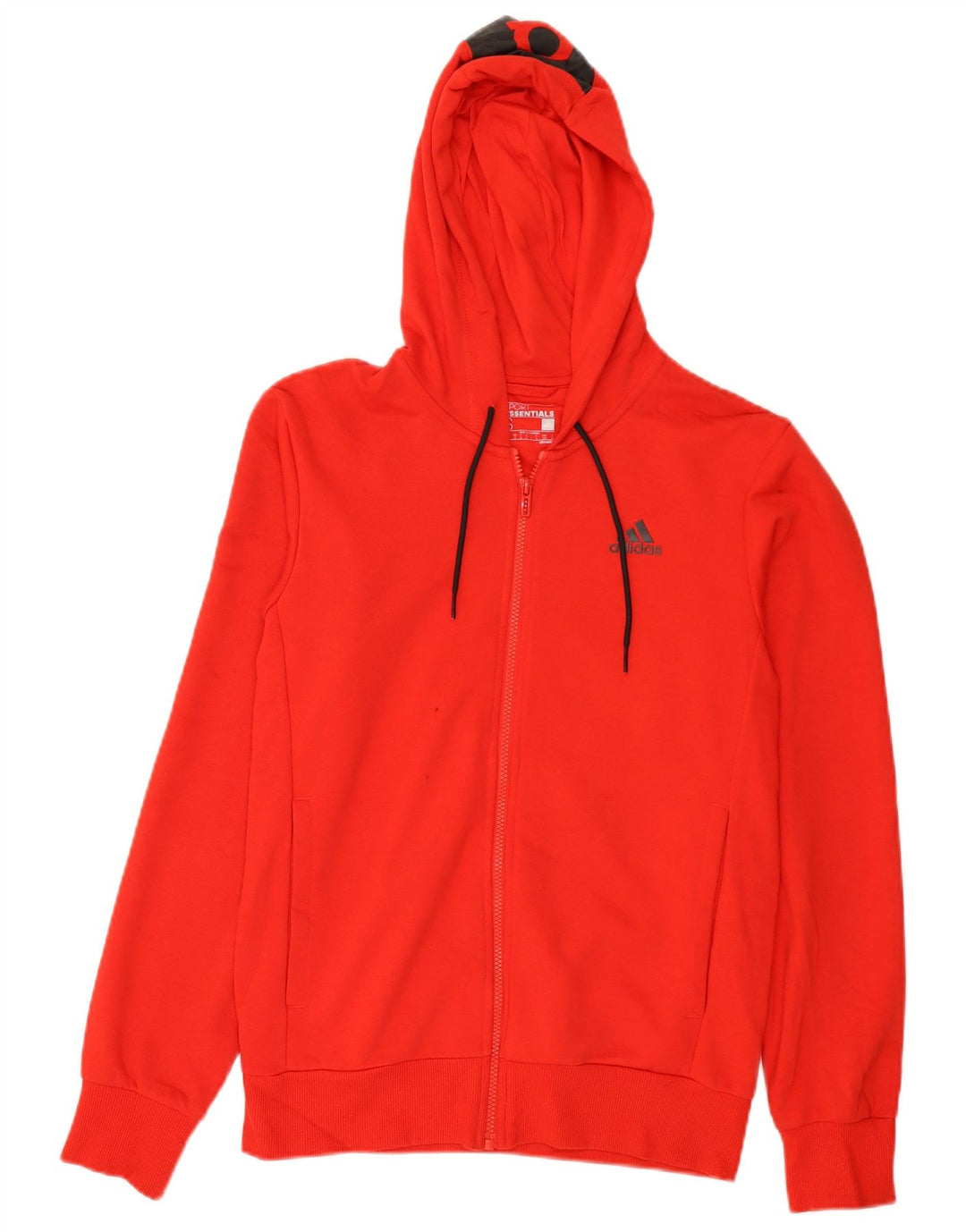 Felpa con cappuccio con zip grafica Adidas da uomo piccola in cotone rosso