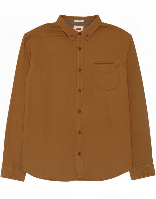 Camicia elasticizzata da uomo Levi's Large in cotone beige