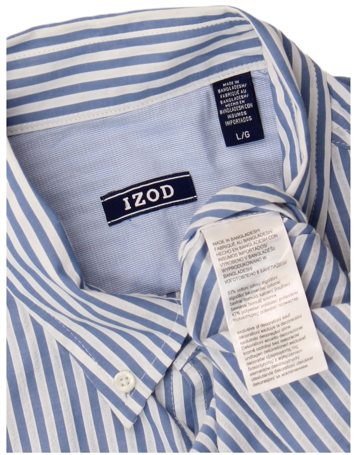 Camicia a maniche corte da uomo IZOD grande in cotone gessato blu