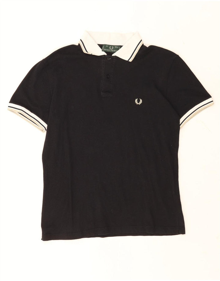 Polo da uomo Fred Perry in cotone color block medio nero
