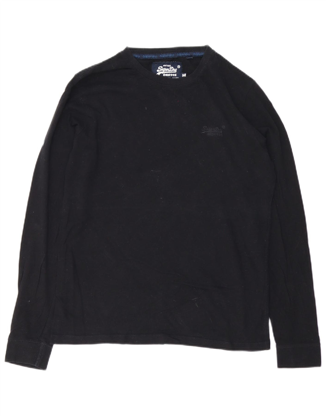 Top da uomo a maniche lunghe SUPERDRY in cotone nero medio