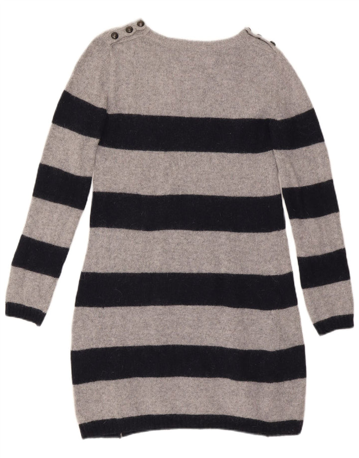 Abito maglione da donna Zara UK 12 Lana a righe grigio medio