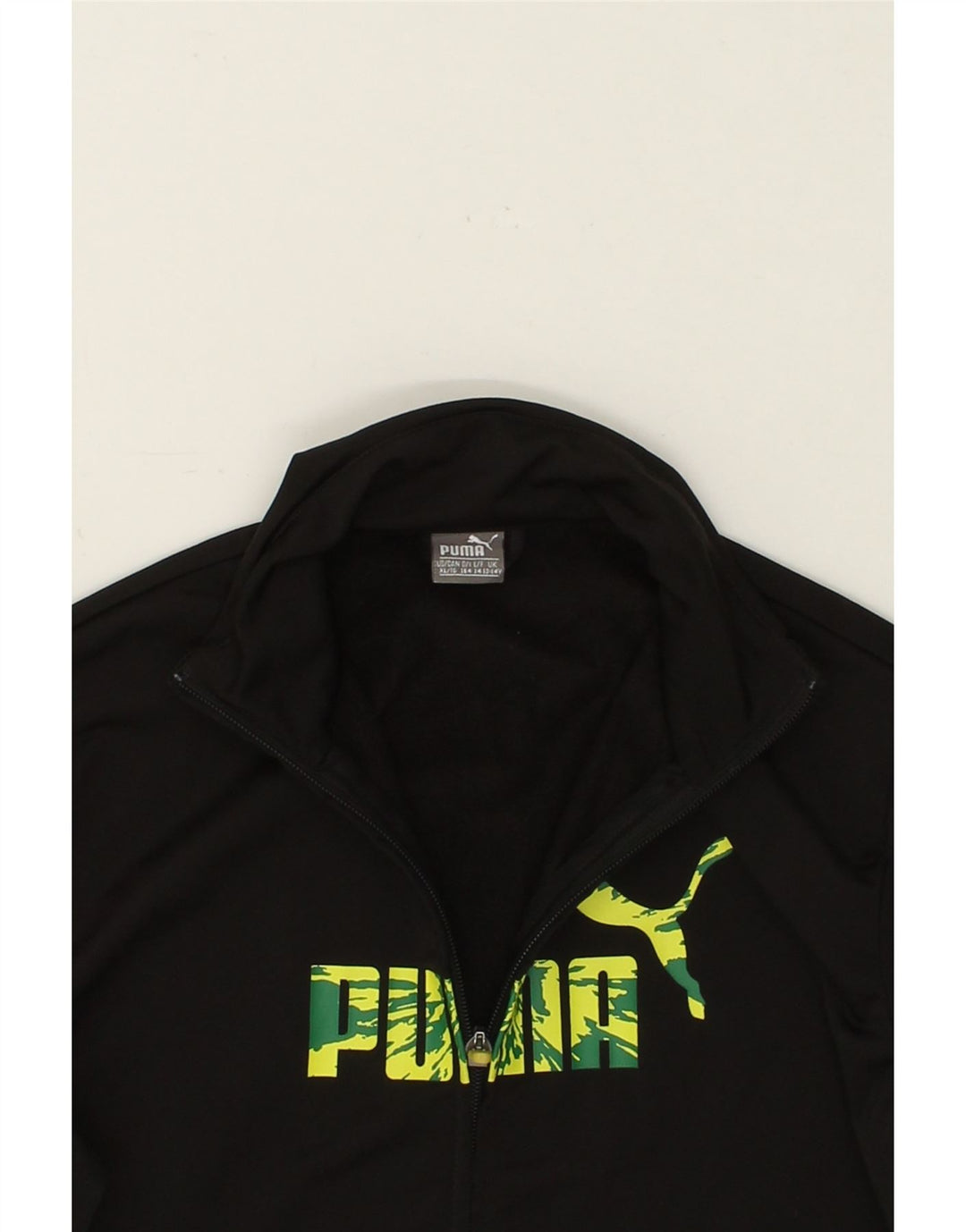 PUMA Boys Graphic Tracksuit Top Jacket 13-14 Years Black Colourblock Vintage Puma and Second-Hand Puma from Messina Hembry 