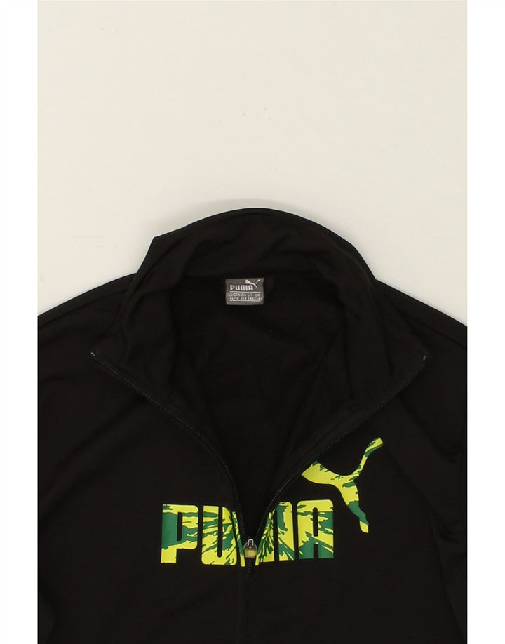 PUMA Boys Graphic Tracksuit Top Jacket 13-14 Years Black Colourblock Vintage Puma and Second-Hand Puma from Messina Hembry 