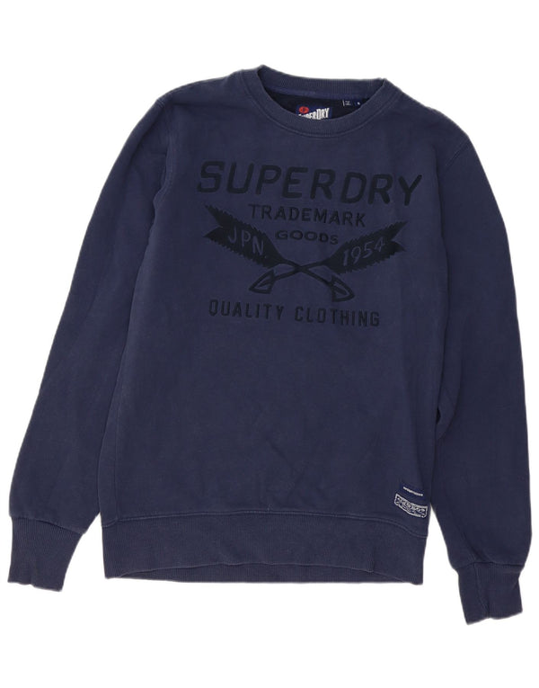 Superdry Mens Graphic Sweatshirt Jumper Medium Navy Blue Cotton
