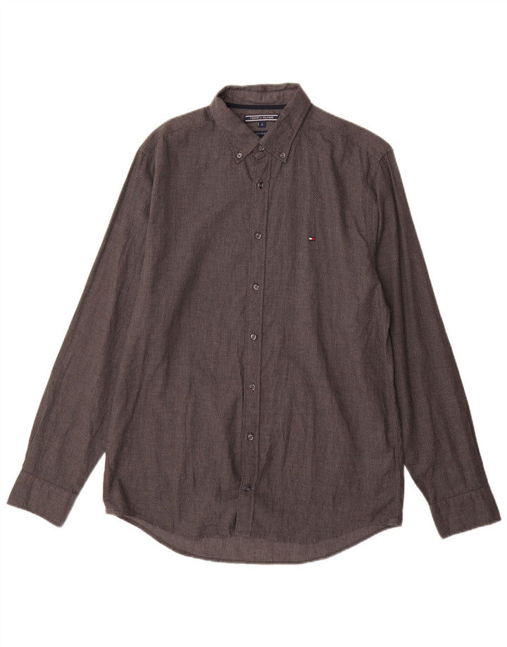 Camicia da uomo Tommy Hilfiger in cotone maculato grigio medio