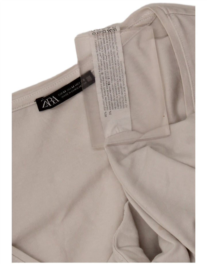 Top corto da donna Zara a maniche lunghe UK 12 cotone bianco medio
