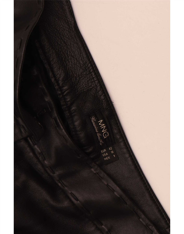Pantaloni dritti in pelle da donna Mango IT 42 medi W30 L35 neri