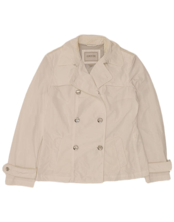 Geox Donna Respira Pea Coat UK 14 Large Bianco Poliestere