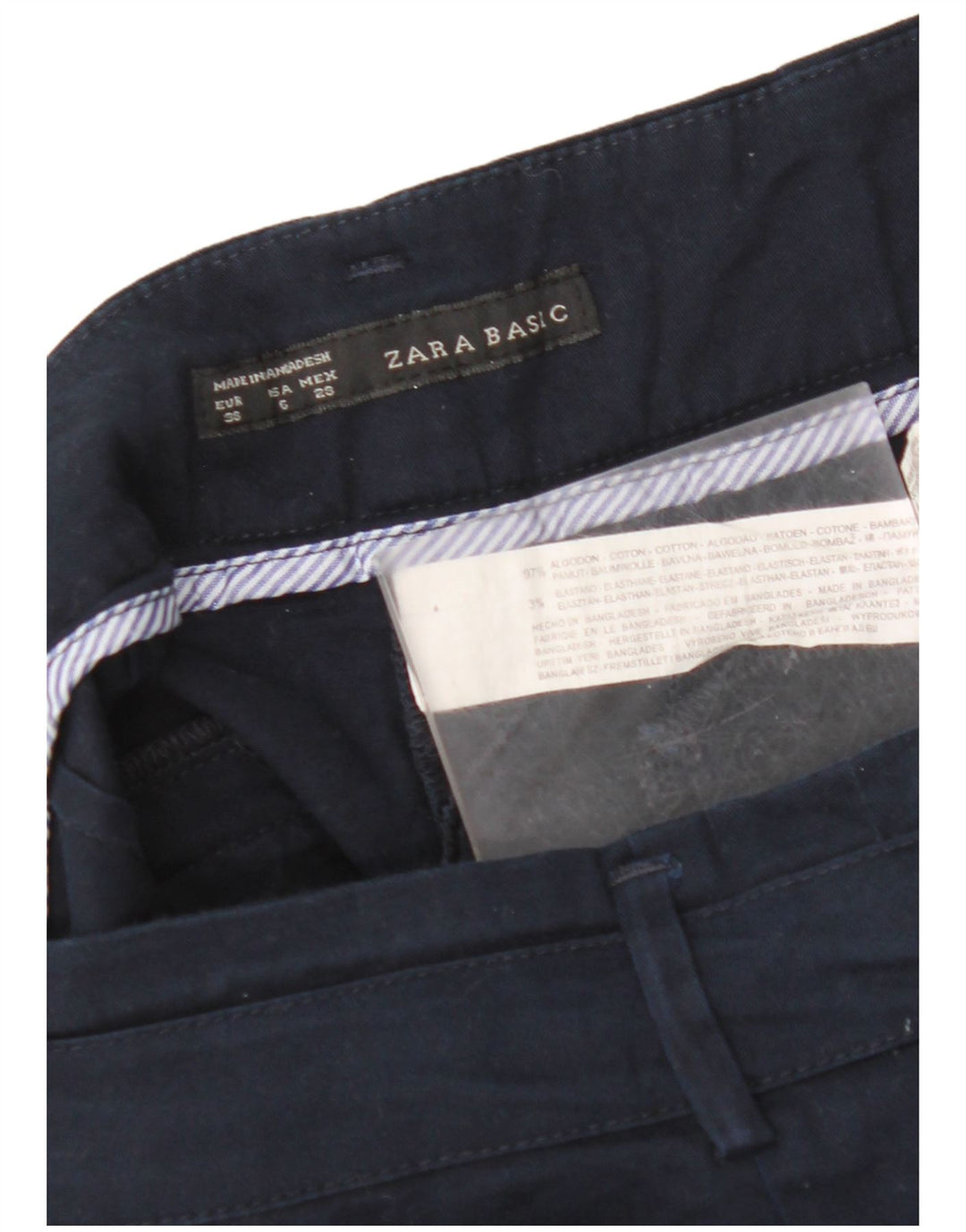 ZARA Womens Slim Cropped Trousers EU 38 Small W28 L27 Navy Blue Cotton