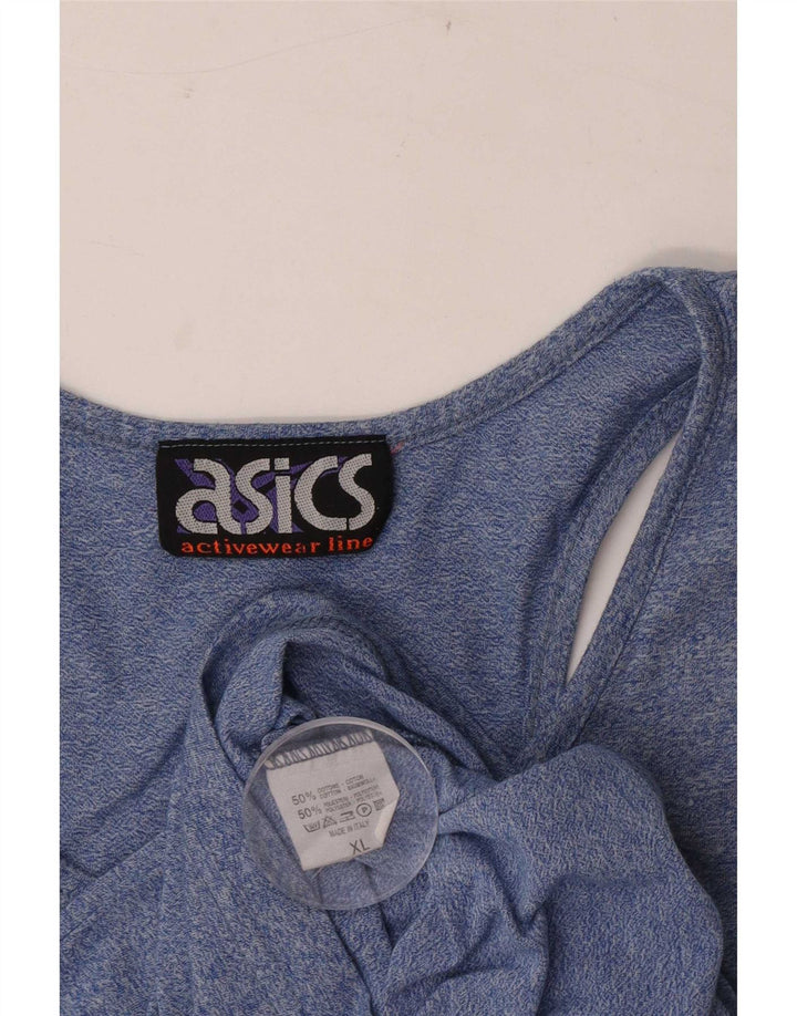 Canottiera grafica da uomo Asics XL in cotone blu