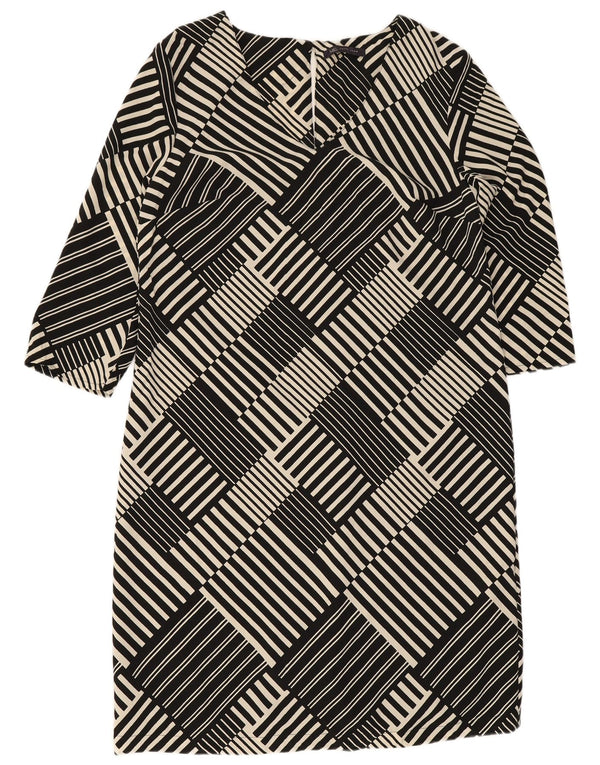 Abito a trapezio con maniche a 3/4 da donna Marks & Spencer UK 12 Medio Nero geometrico