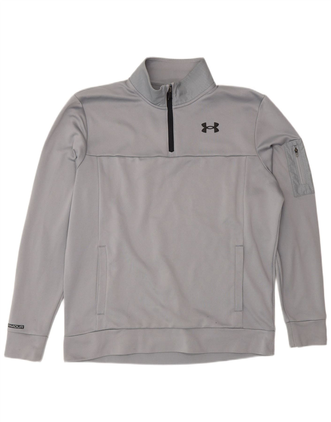 Felpa da uomo Under Armour con zip e collo, maglione, poliestere grigio medio