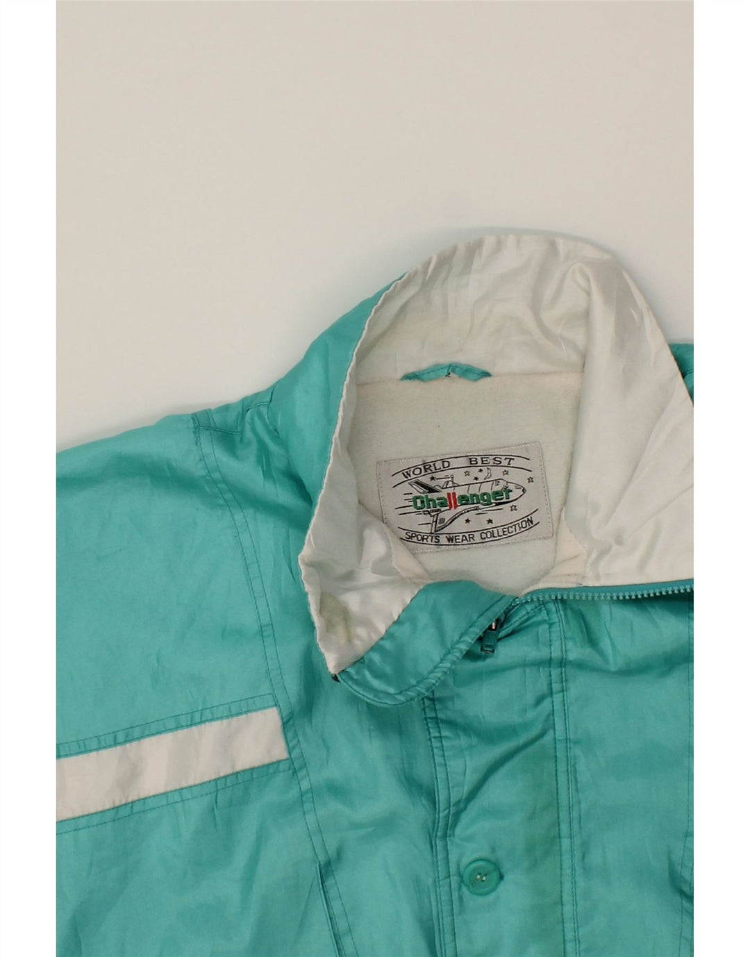 VINTAGE Mens Bomber Jacket UK 42 XL Turquoise Polyester Vintage Vintage and Second-Hand Vintage from Messina Hembry 