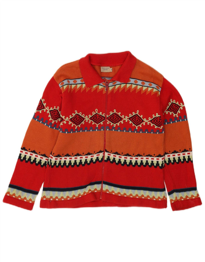 MORE & Maglione cardigan per ragazzi 9-10 anni in cotone geometrico rosso
