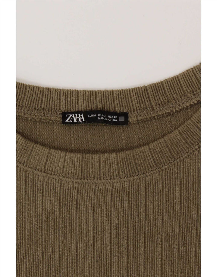 Top Zara da donna a maniche lunghe UK 14 medio cachi