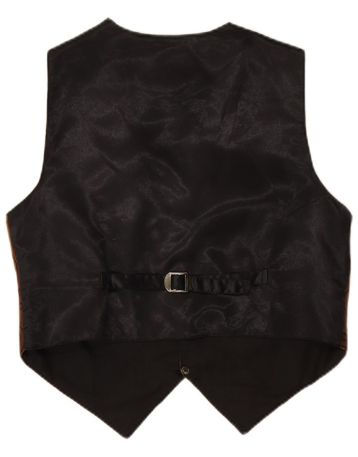 Gilet da uomo in pelle scamosciata VINTAGE piccolo in pelle Paisley marrone