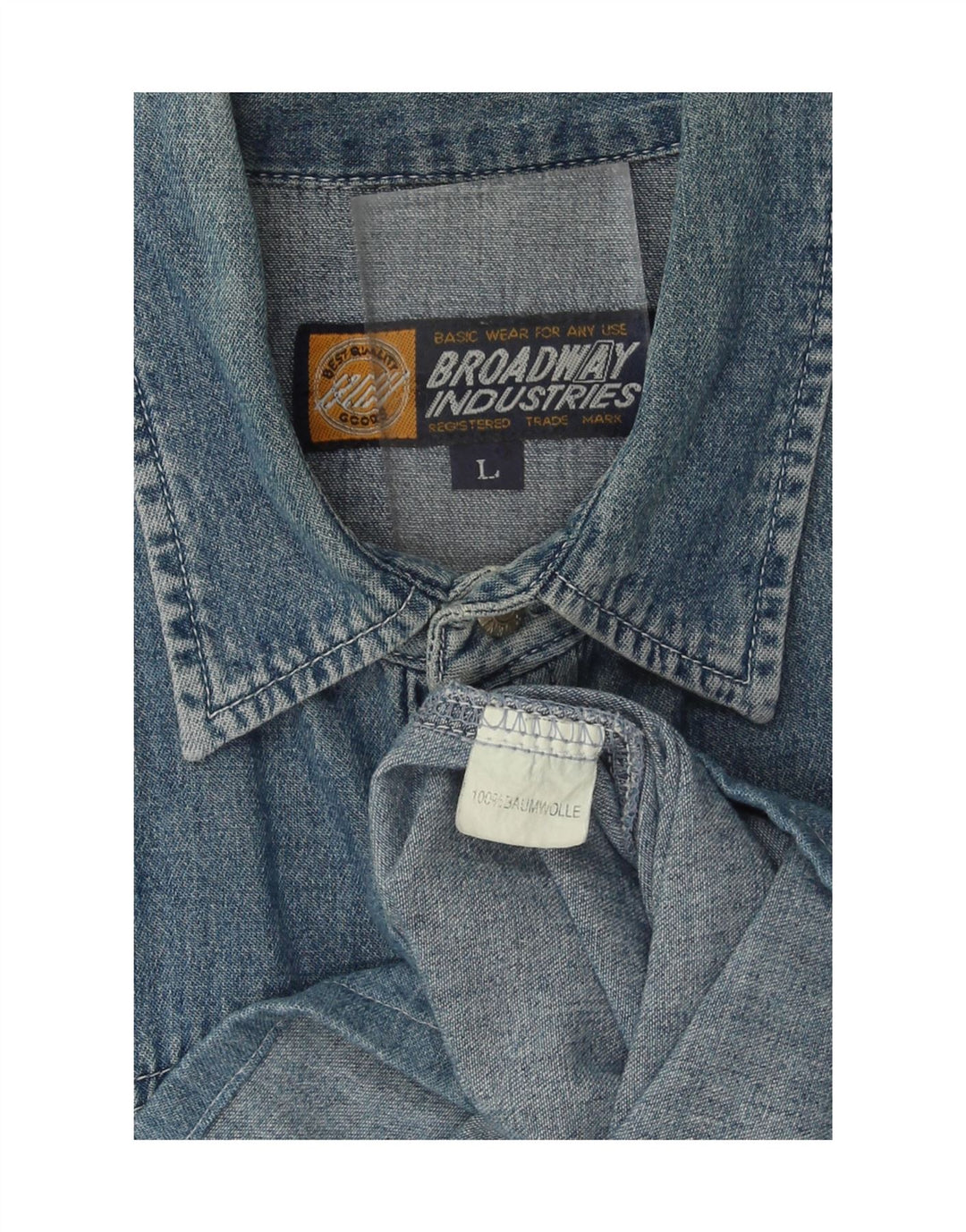 BROADWAY Mens Denim Shirt Large Blue Cotton Vintage Broadway and Second-Hand Broadway from Messina Hembry 