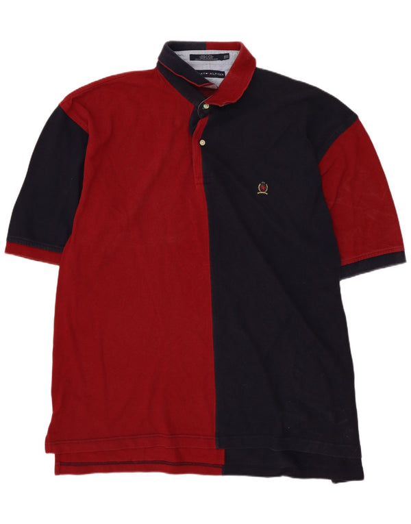 Polo da rugby da uomo Tommy Hilfiger 2XL in cotone color block blu navy