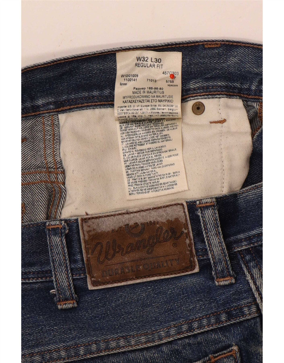 Jeans dritti da uomo Wrangler vestibilità regolare W32 L27 cotone blu