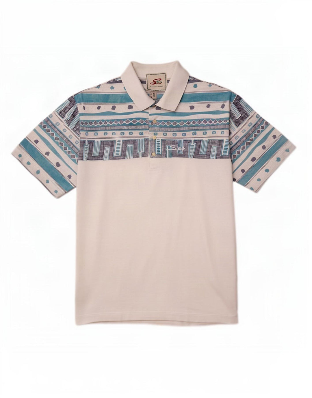 Polo da uomo Silvy IT 50 cotone geometrico bianco medio