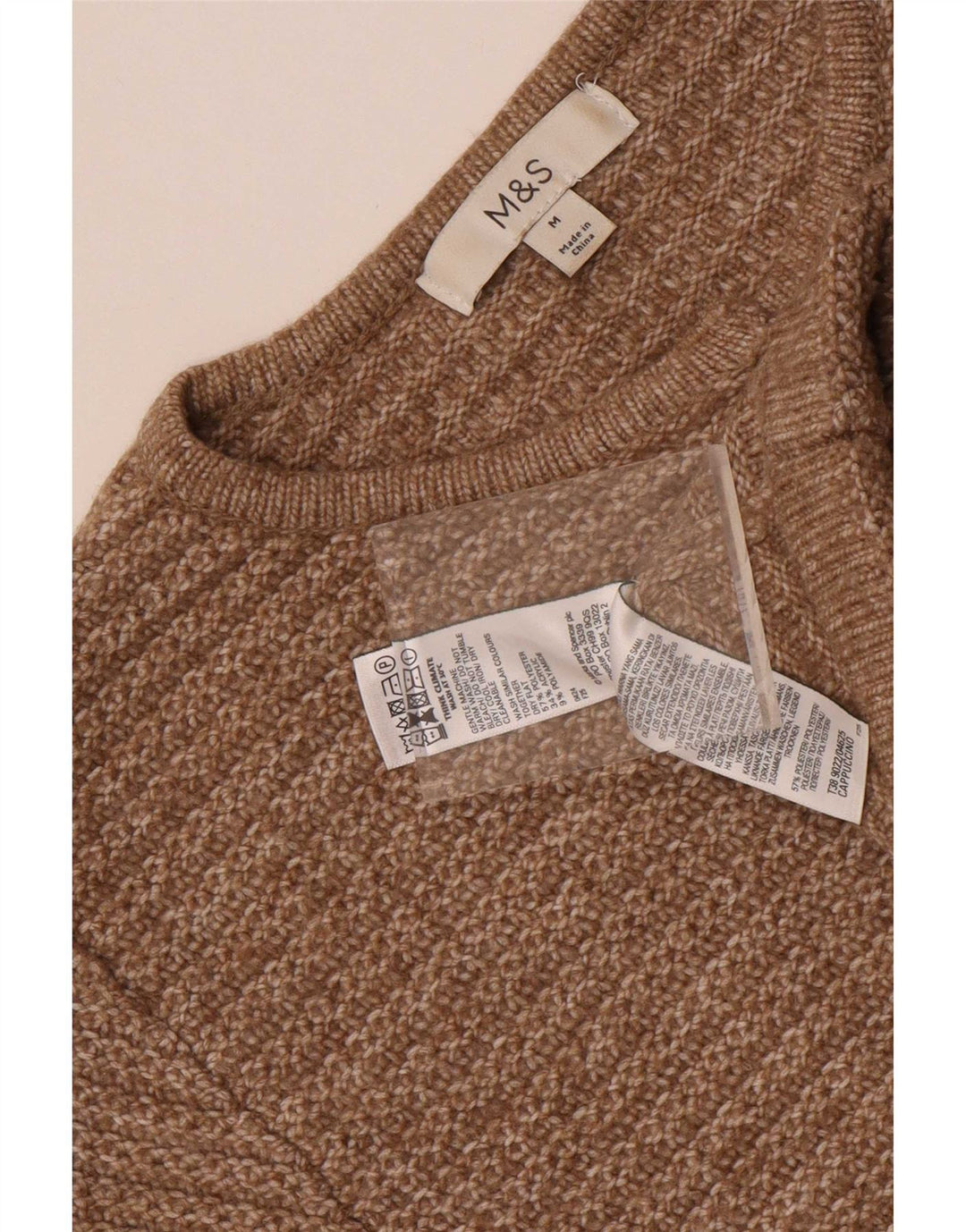 Maglione cardigan da donna Marks & Spencer UK 14 Poliestere marrone medio