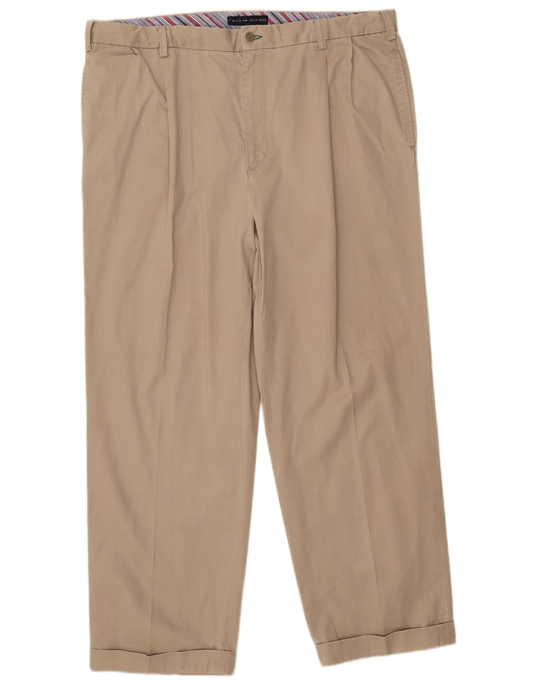 TOMMY HILFIGER Pantaloni chino con pegging da uomo W42 L32 Cotone Beige